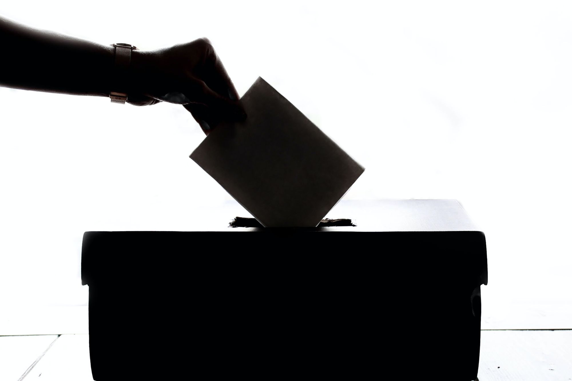 The silhouette of someone voting